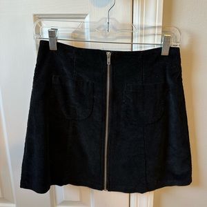 Corduroy Zip Black Skirt